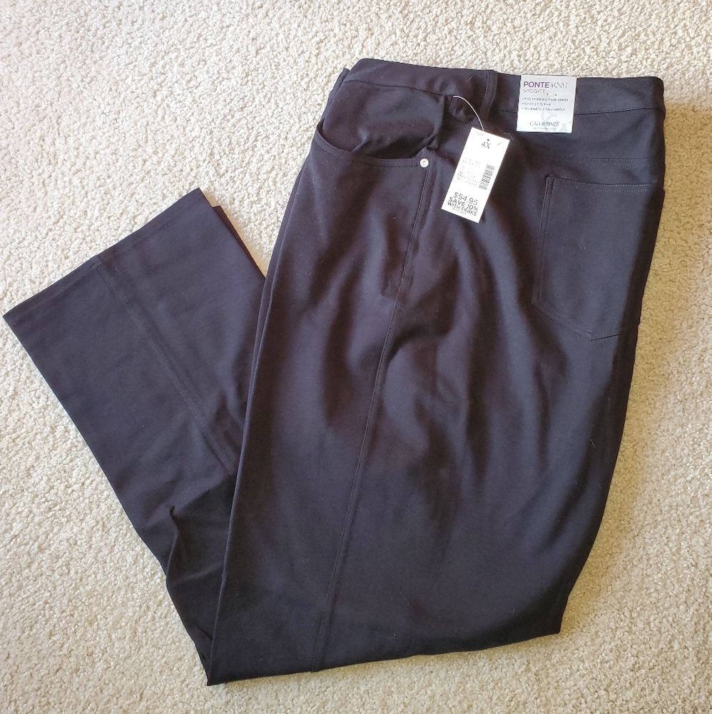 NWT black Ponte Knit pants from Catherine's 4X